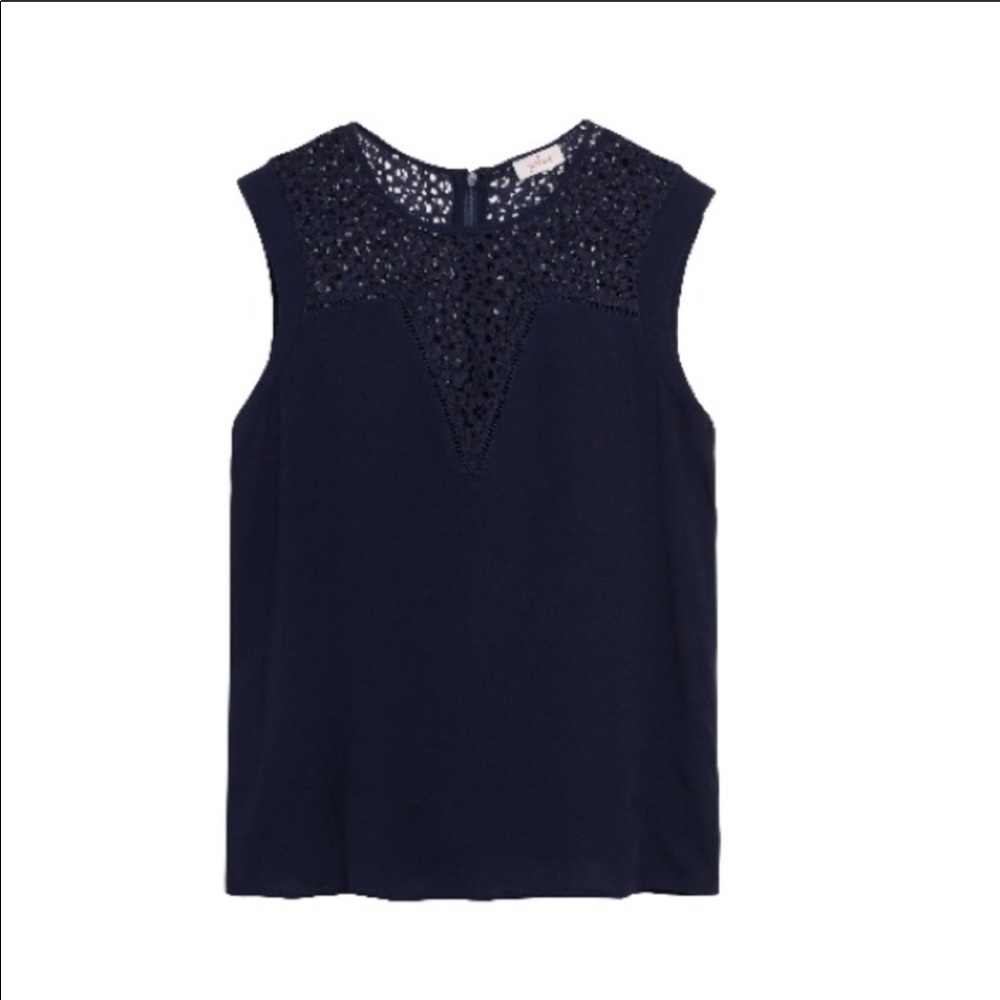 Pixley Dardie Lace Inset Blouse - Navy
